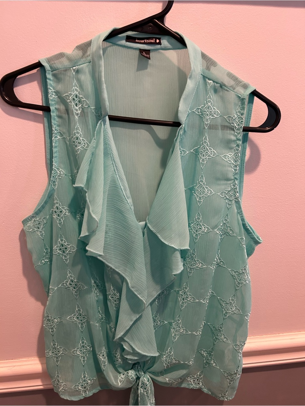 HeartSoul Mint Green Ruffled Tie-Front Camisole